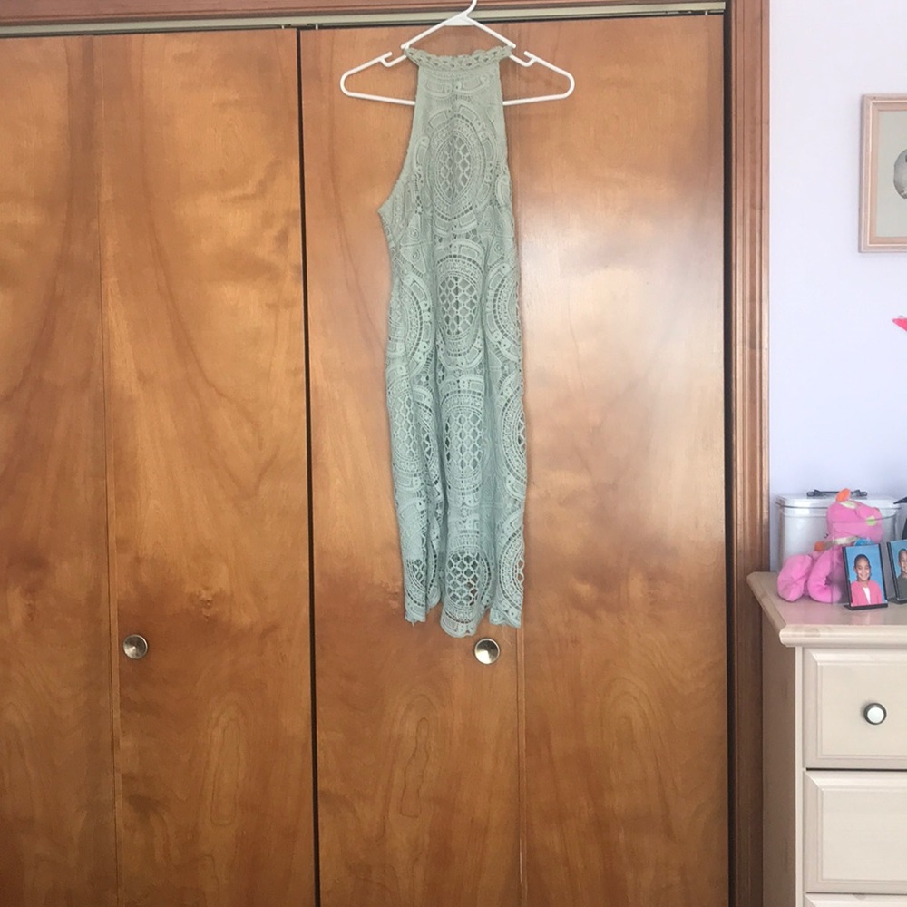 Green halter midi